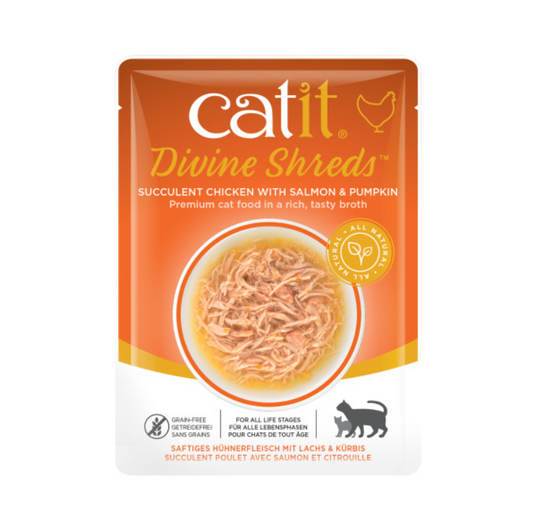 Catit Divine Shreds Pollo/Salmon&Calabaza, 75G