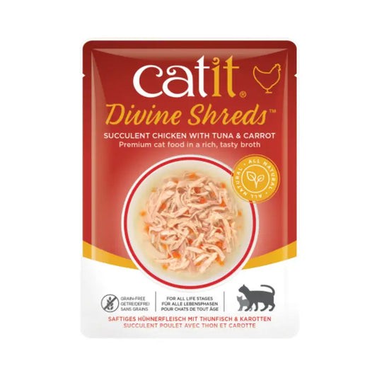 Catit Divine Shreds,Pollo/Atún&Zanahoria,75G Pouch