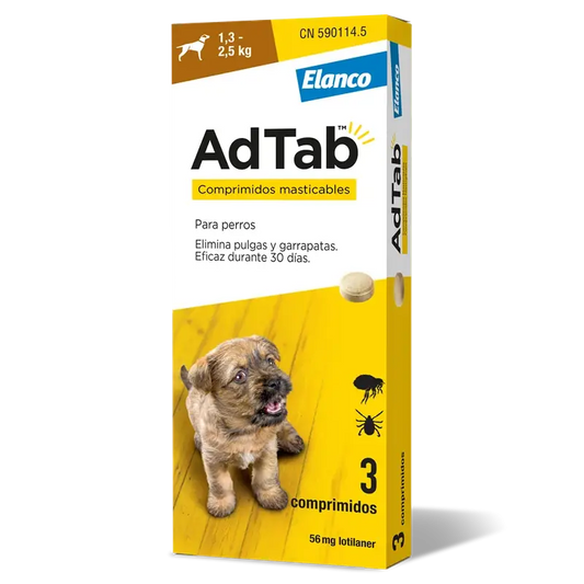 ADTAB 56,25MG COMPRIMIDO MASTICABLE PERRO (1,3-2,5 KG) 3UDES