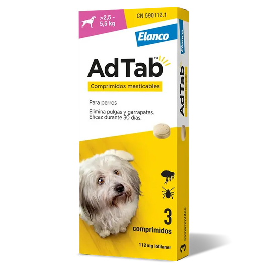 ADTAB 112,25MG COMPRIMIDO MASTICABLE PERRO (>2,5-5,5 KG) 3UDES