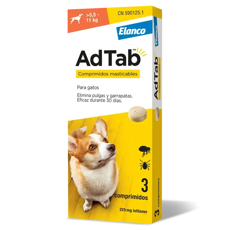 ADTAB 225MG COMPRIMIDO MASTICABLE PERRO (>5,5-11 KG) 3UDES