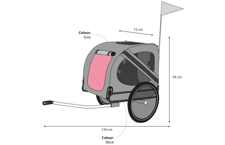 Flamingo Carrito Perro Para Bicicleta 125X95X72 Rojo/Gris