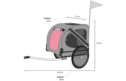 Flamingo Carrito Perro Para Bicicleta 125X95X72 Rojo/Gris