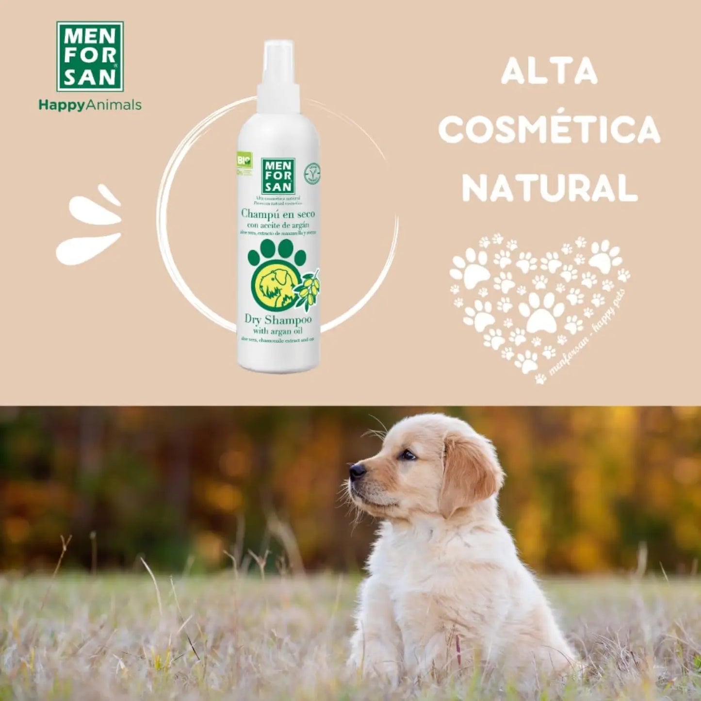 Menforsan Champú en Seco para Perros con Aceite de Argán 250 ml