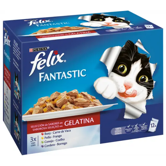 Felix Fantastic Carnes Gelatina Pack 12X85G