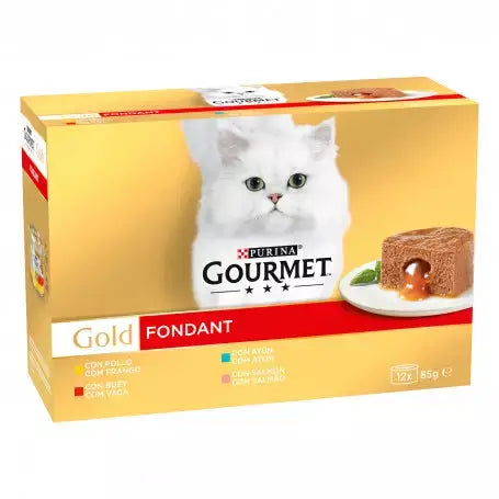 Gourmet Gold Fondant Pollo,Buey,Atún,Salmón Pack 12X85Gr