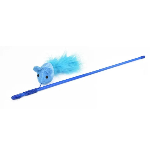 JUGUETE GATO VARA CON RATON CON PLUMA 48CM