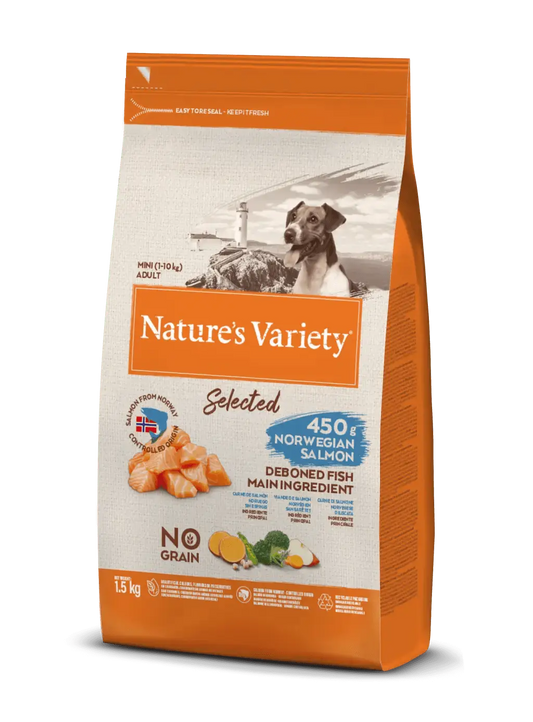 NATURE'S VARIETY DOG SELECTED MINI SALMÓN NORUEGO 1,5KG