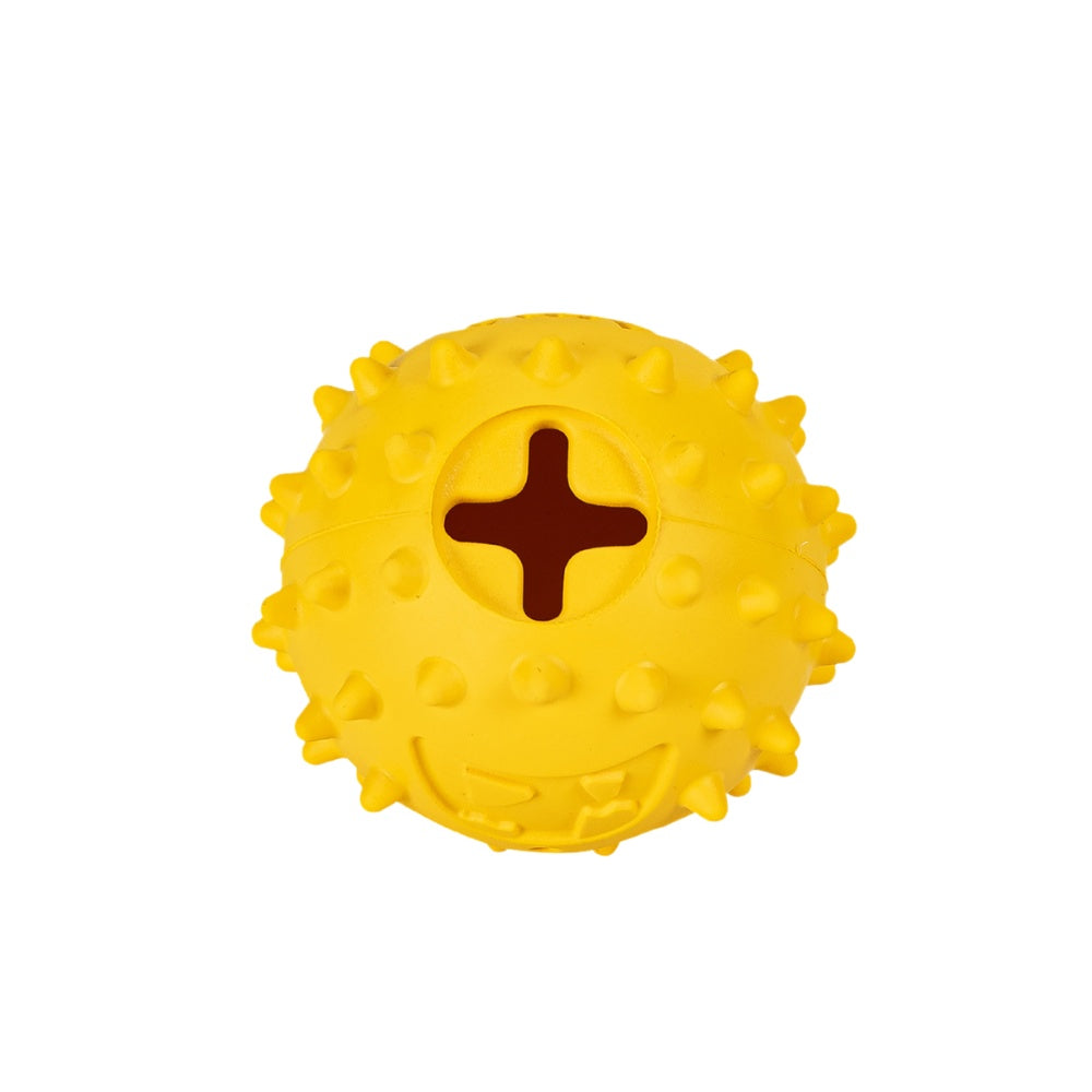 Juguete Perro Goma Snack Pelota Emoji Amarillo 6.1cm