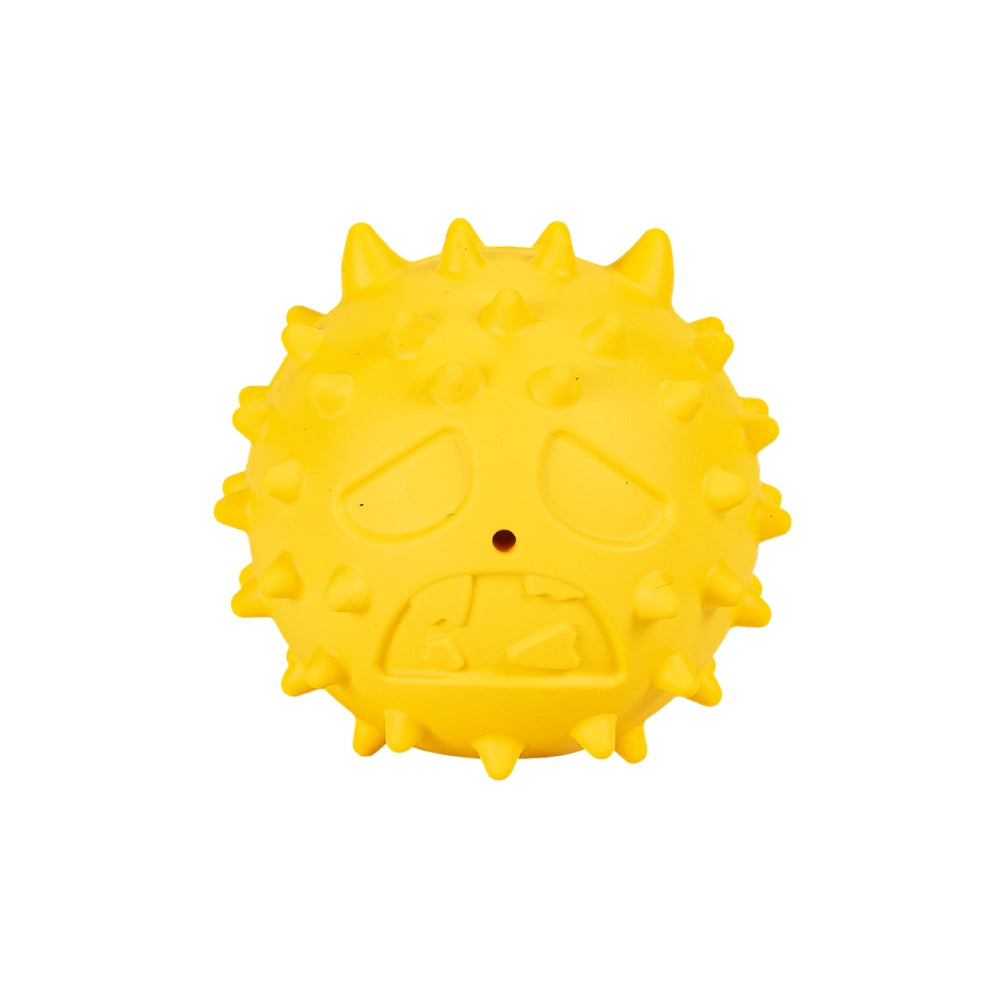 Juguete Perro Goma Snack Pelota Emoji Amarillo 6.1cm