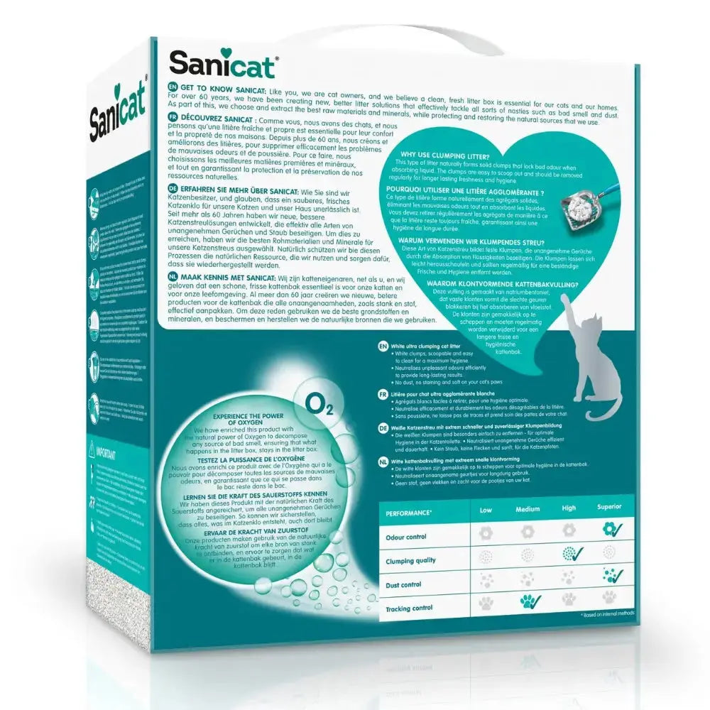 Sanicat Active White Arena para Gatos 6L Sin Perfume – Alta Absorción y Control de Olores