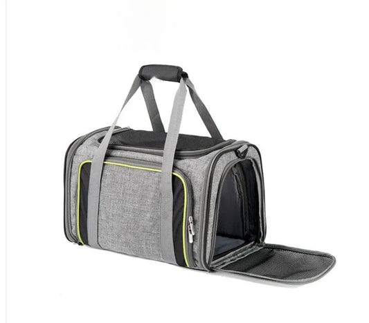 Transportín Bolso HK Con Dos Compartimentos Gris y Verde 49x28x28