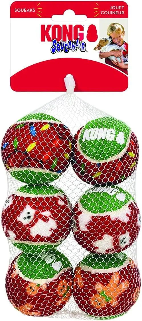 KONG NAVIDAD SQUEAKAIR BALLS 6-PK SM