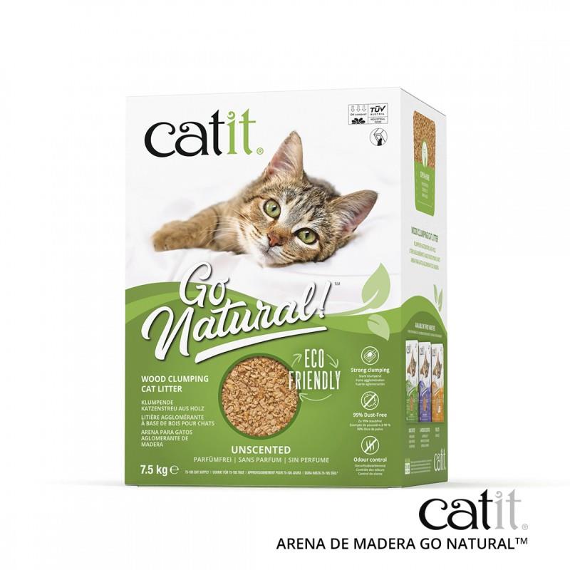 Catit Go Natural Arena Madera Aglomerante 7,5kg 15l sin aroma