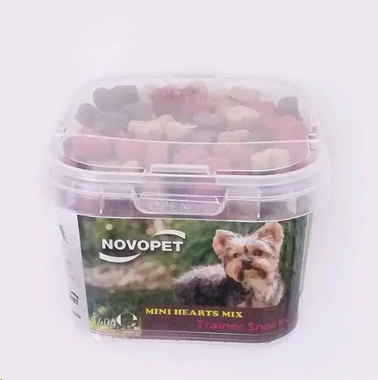 SNACK MINI HEARTS MIX 140GR NOVOPET